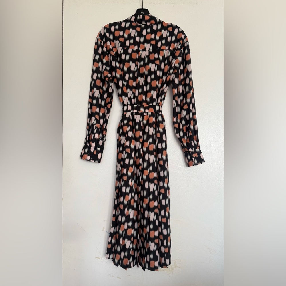 Piazza Sempione Black, Peach & Cream Printed Long-Sleeve Shirt Dress - Picture 3 of 6